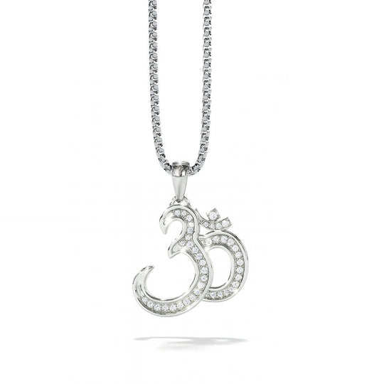 Divine Om Pendant | 925 Sterling Silver, AAA Grade Cubic Zirconia, Rhodium Plating & Glossy Finish