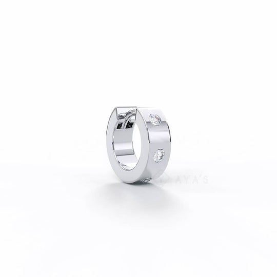Drae CZ Hoop Earring (Single Piece) | 925 Sterling Silver, AAAAA Grade Cubic Zirconia, Rhodium Plating & Glossy Finish