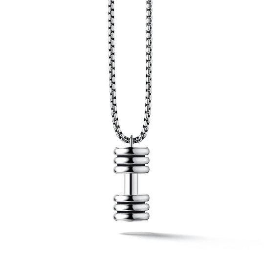 Dumbbell Pendant | 925 Sterling Silver, Rhodium Plating & Glossy Finish