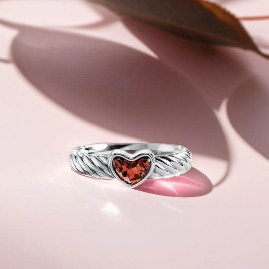 Gia Ring | 925 Sterling Silver, Natural Gemstone, Rhodium Plating & Glossy Finish