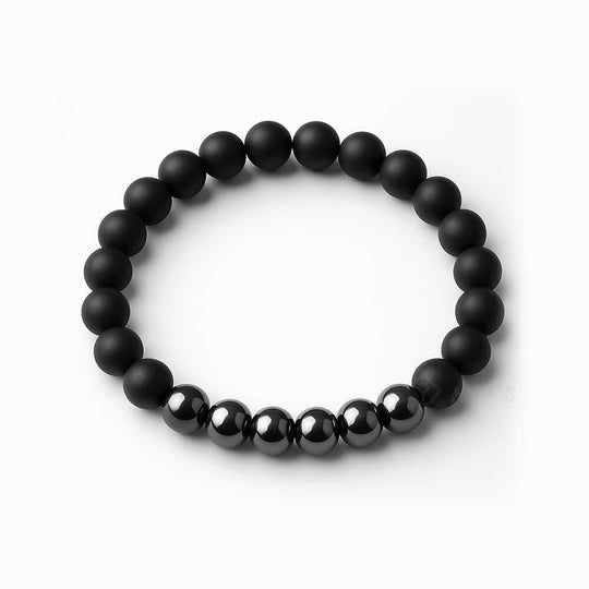 Hematite and Black Onyx Matte Natural Stone Bracelet