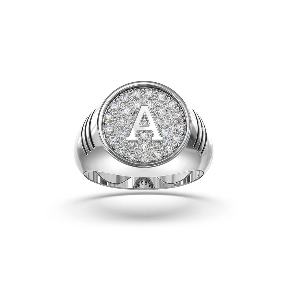 Buy Iced Halo Alphabet Ring in 925 Sterling Silver with Cubic