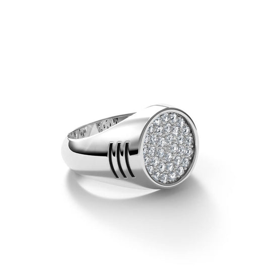 Iced Halo Ring | 925 Sterling Silver, AAA Grade Cubic Zirconia, Rhodium Plating & Glossy Finish