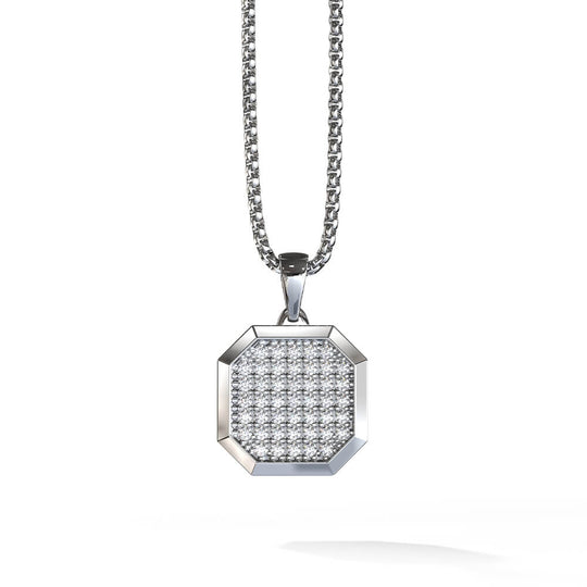 Iced Meiko Pendant | 925 Sterling Silver, AAA Grade Cubic Zirconia, Rhodium Plating & Glossy Finish