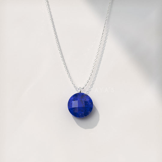 925 Silver GII Certified Lapis Lazuli Round Natural Gemstone Pendant Necklace