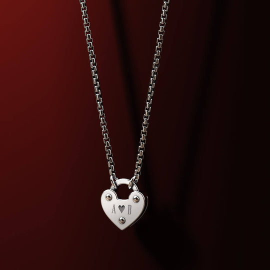 Personalised LoveLock Necklace | 925 Sterling Silver, Rhodium Plating & Glossy Finish