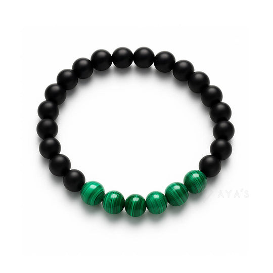 Malachite and Black Onyx Matte Natural Stone Bracelet