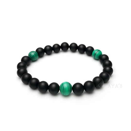 Tri Malachite and Black Onyx Natural Stone Bracelet
