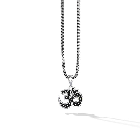 Om Pendant | 925 Sterling Silver, Rhodium Plating & Glossy Finish