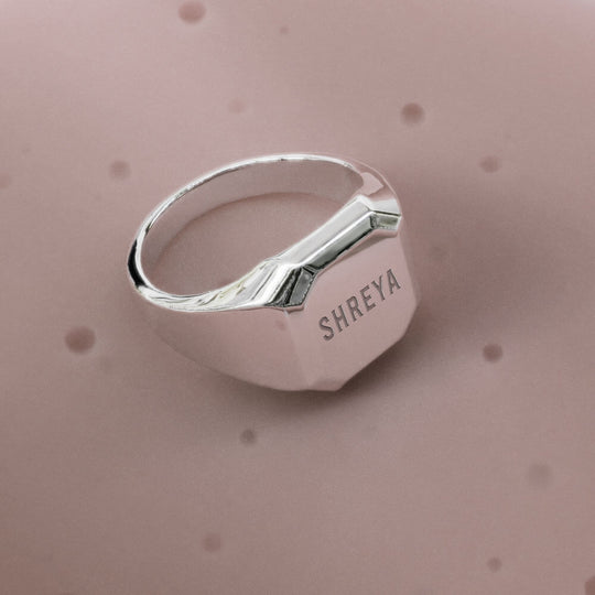 Personalised Plain Eryx Women's Ring | 925 Sterling Silver, Rhodium Plating & Glossy Finish