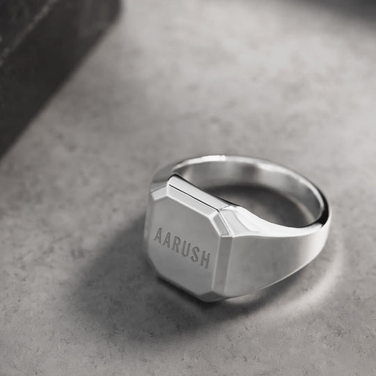 Personalised Plain Eryx Men's Ring | 925 Sterling Silver, Rhodium Plating & Glossy Finish