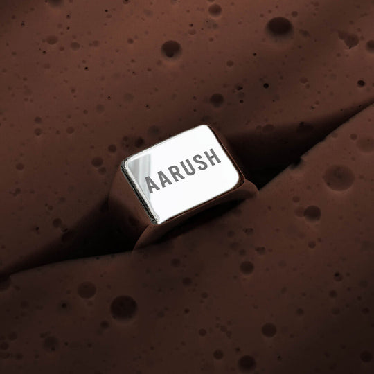 Personalised Plain Regal Men's Ring | 925 Sterling Silver, Rhodium Plating & Glossy Finish