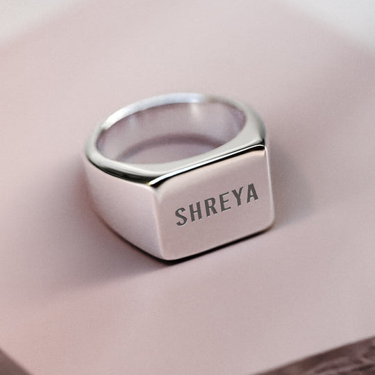 Personalised Plain Regal Women's Ring | 925 Sterling Silver, Rhodium Plating & Glossy Finish