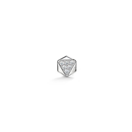 Iced Prismoid Stud Earring (Single Stud) | 925 Sterling Silver, AAA Grade Cubic Zirconia, Rhodium Plating & Glossy Finish