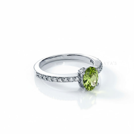 925 Silver Evoliette Peridot Natural Gemstone Solitaire Ring