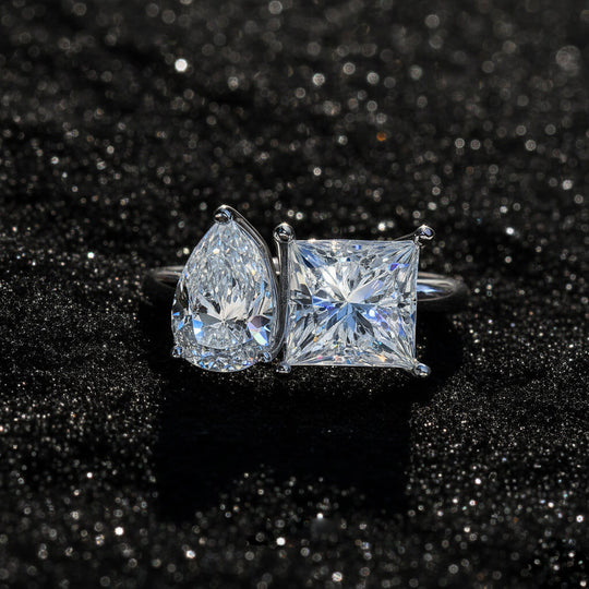 Silver Nexo Toi et Moi Solitaire Ring