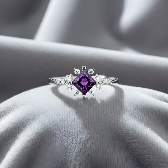 925 Silver Tresa Amethyst Natural Gemstone Solitaire Ring