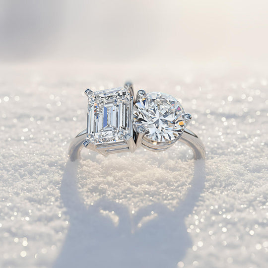 Silver Viara Toi et Moi Solitaire Ring