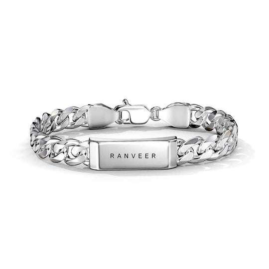 Personalised Trapeza Bracelet | 925 Sterling Silver, Rhodium Plating & Glossy Finish