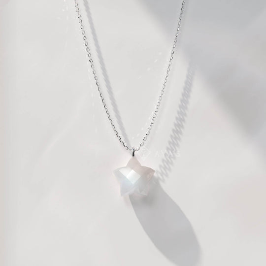 925 Silver GII Certified White Moonstone Star Natural Gemstone Pendant Necklace
