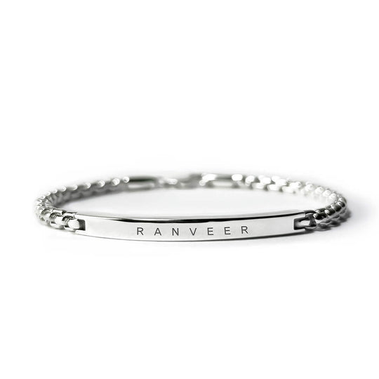 Personalised Zavi Bracelet | 925 Sterling Silver, Rhodium Plating & Glossy Finish