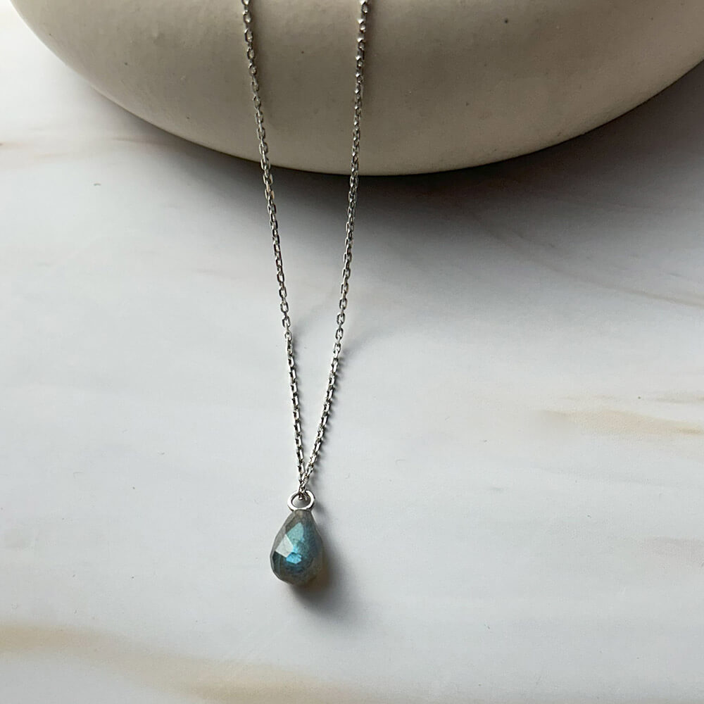 Labradorite necklace silver with natural gemstone cheap