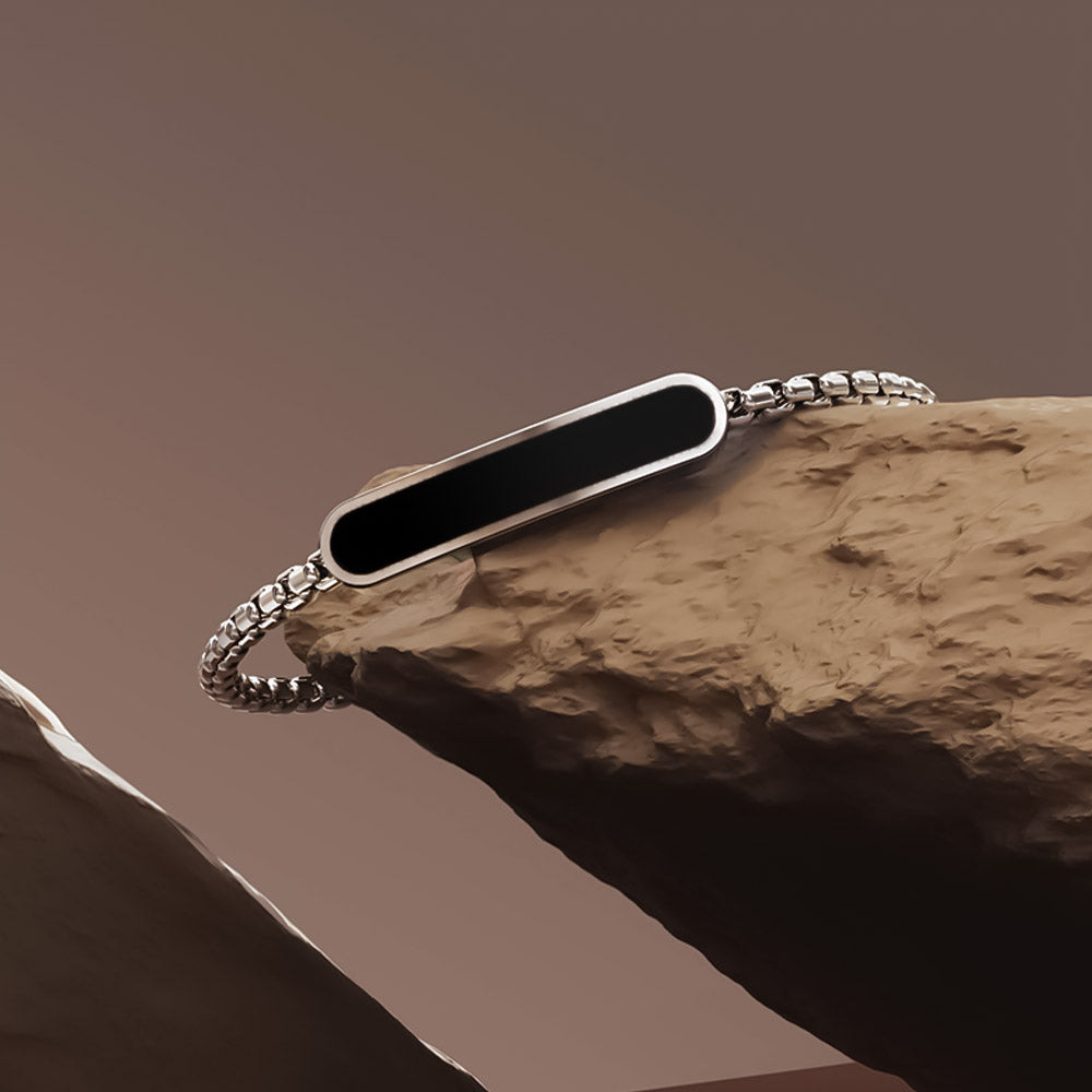 Aster Men's Bracelet | 925 Sterling Silver, Rhodium Plating & Glossy Finish