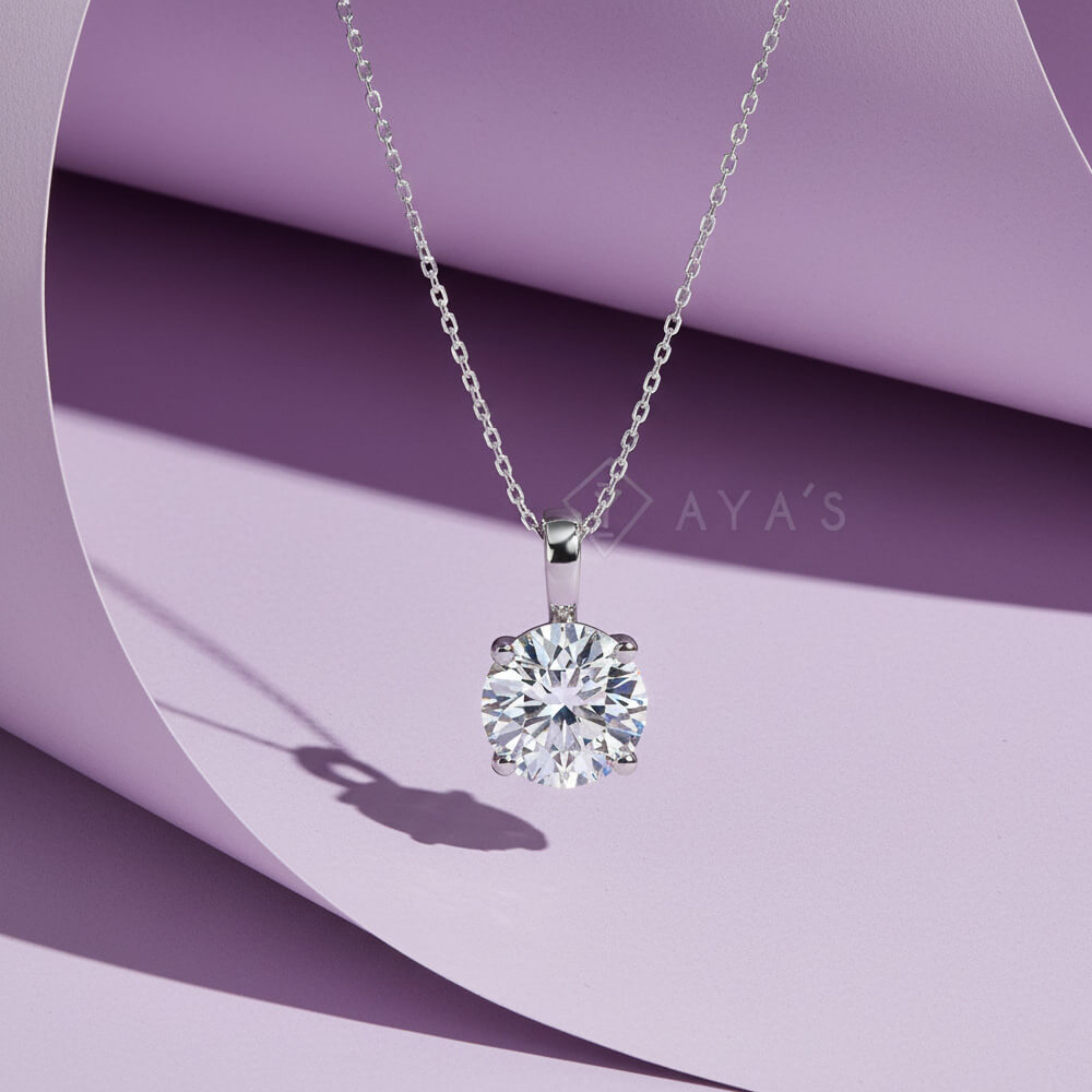 Celestine Round Solitaire Pendant Necklace