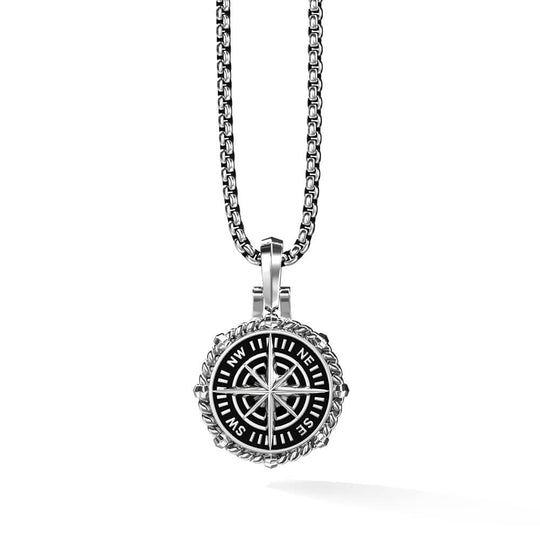 Compass Pendant | 925 Sterling Silver, Rhodium Plating & Glossy Finish