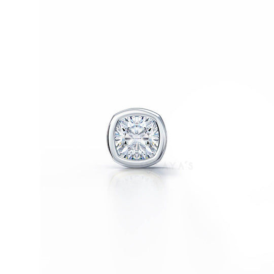 Cushion Solitaire CZ Stud Earring (Single Stud) | 925 Sterling Silver, AAAA Grade Cubic Zirconia, Rhodium Plating & Glossy Finish