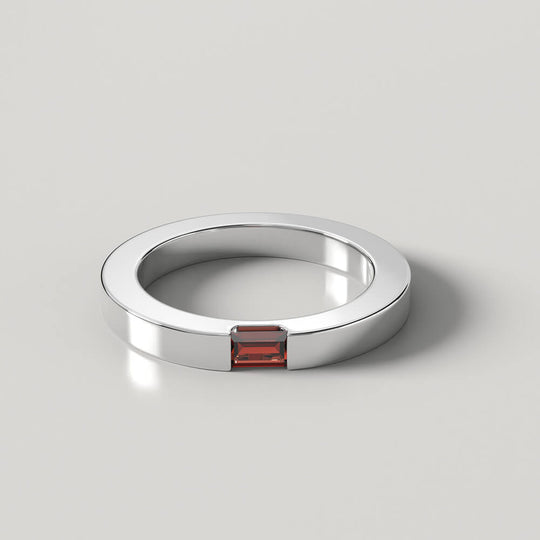 Diza Mens Ring | 925 Sterling Silver, Natural Gemstone, Rhodium Plating & Glossy Finish