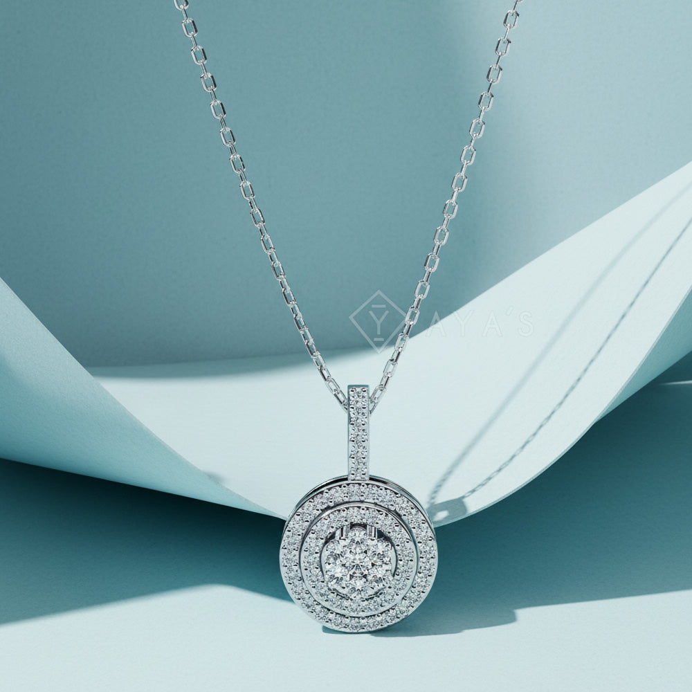Double Halo Pendant Necklace