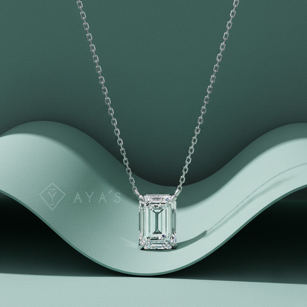Emerald Cut Solitaire Pendant Necklace