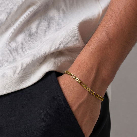 925 Silver Figaro Chain Bracelet - 4 mm