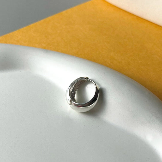 Halo Hoop Earring (Single Stud) | 925 Sterling Silver, Rhodium Plating & Glossy Finish