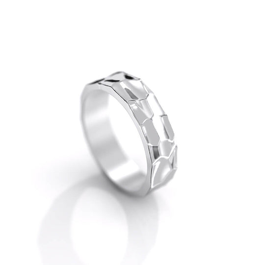 Hammer Ring | 925 Sterling Silver, Rhodium Plating & Glossy Finish
