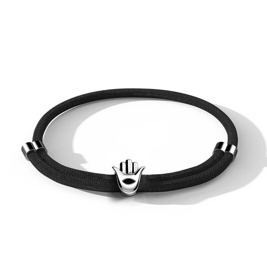 Hamsa Hand Bracelet | 925 Sterling Silver, Premium Paracord, Rhodium Plating & Glossy Finish