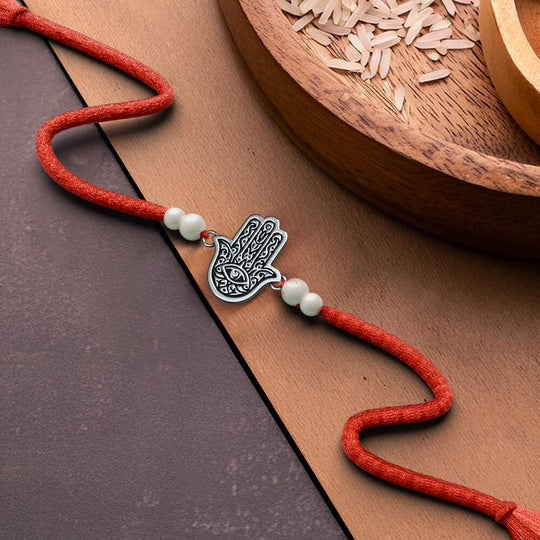 Silver Hamsa Hand Rakhi | 925 Sterling Silver