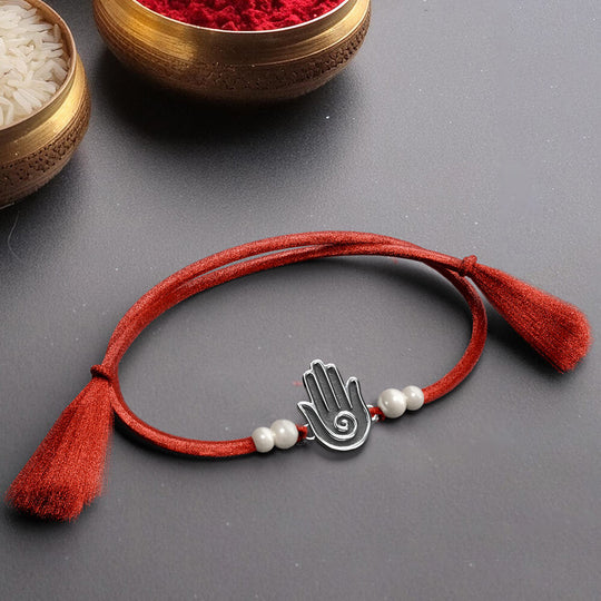 Silver Hamsa Guardian Rakhi | 925 Sterling Silver
