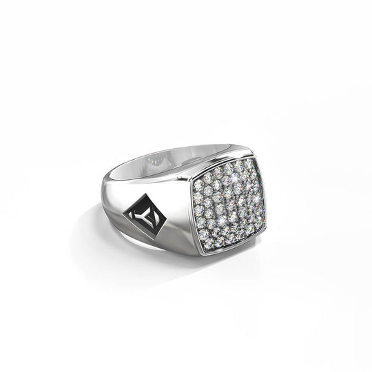 Iced Ares Ring | 925 Sterling Silver, AAA Grade Cubic Zirconia, Rhodium Plating & Glossy Finish