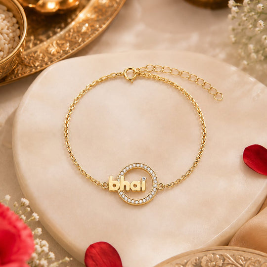 925 Silver Iced Halo Bhai Chain Bracelet Rakhi