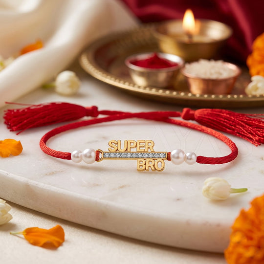 18 Kt Gold Plated Demifine Iced Super Bro Rakhi