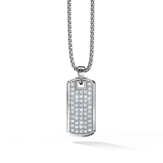Iced Zey Pendant | 925 Sterling Silver, AAA Grade Cubic Zirconia, Rhodium Plating & Glossy Finish