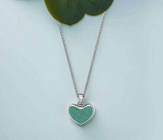 Kalp Pendant | 925 Sterling Silver, Natural Gemstone, Rhodium Plating & Glossy Finish