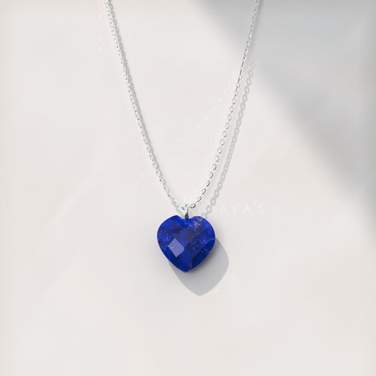 925 Silver GII Certified Lapis Lazuli Heart Natural Gemstone Pendant Necklace