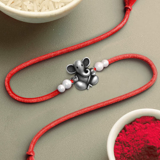 Silver Little Ganesha Rakhi | 925 Sterling Silver