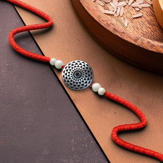 Silver Lotus Bloom Rakhi | 925 Sterling Silver