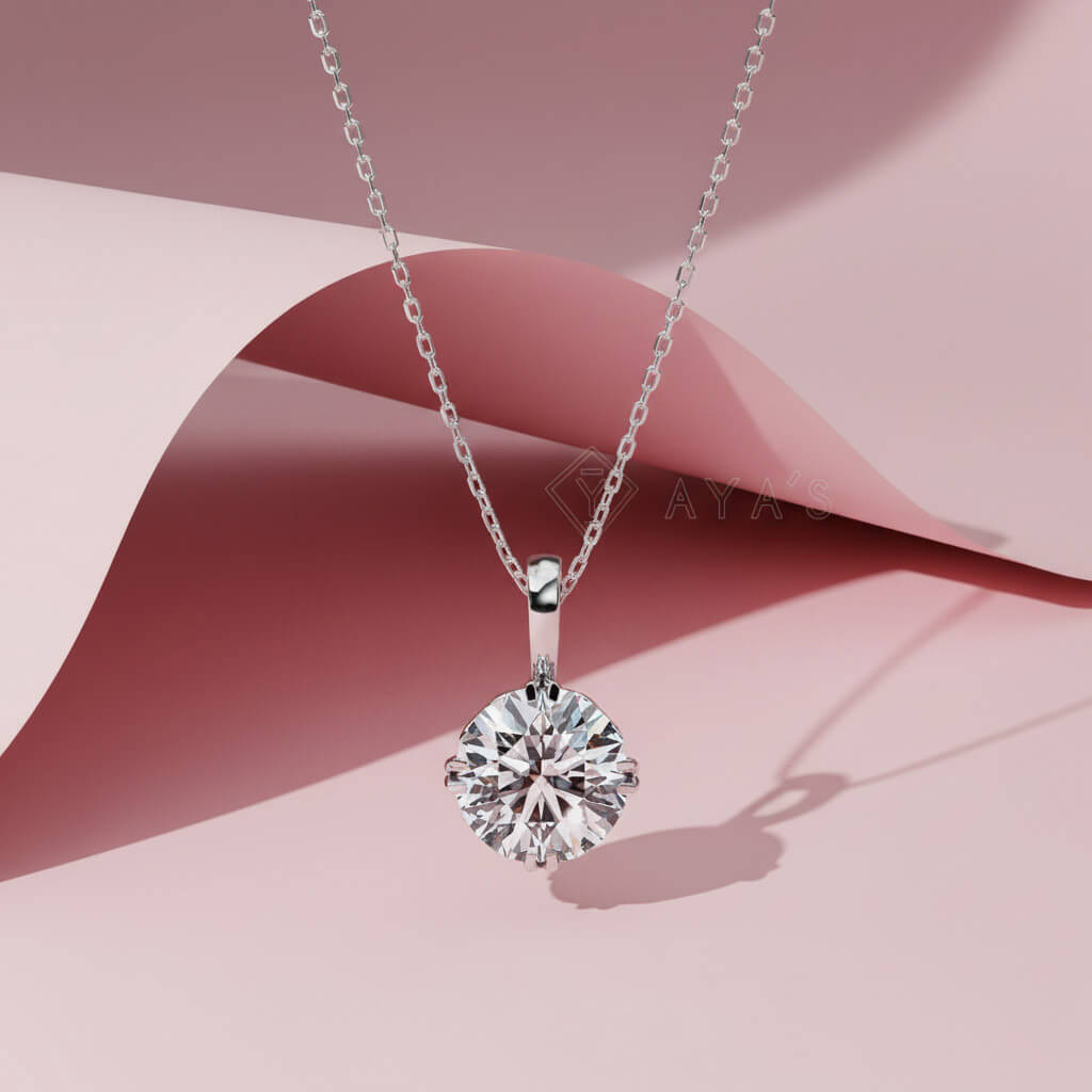 Lumora Round Solitaire Pendant Necklace
