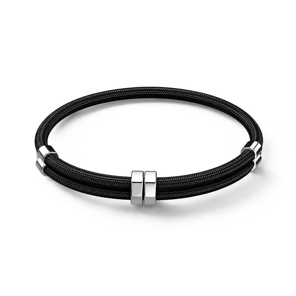 Moer Bracelet | 925 Sterling Silver, Premium Paracord, Rhodium Plating & Glossy Finish