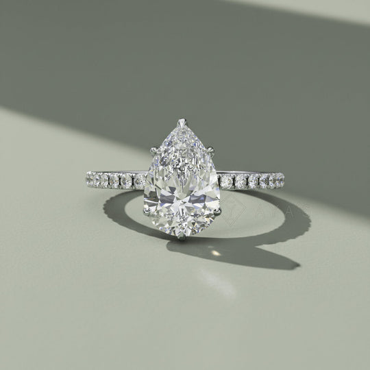 Silver Nivra Pear Solitaire Ring